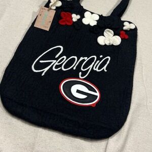 Living Legacy University of Georgia Bulldogs 100%‎ Felt Wool Tote Bag Zip Lining